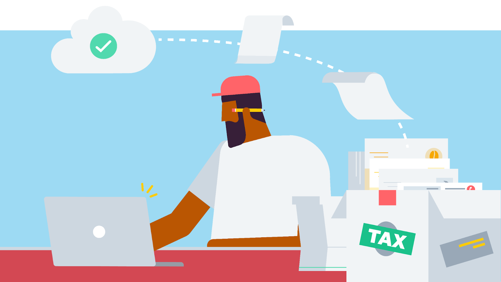 a small business owner filing taxes